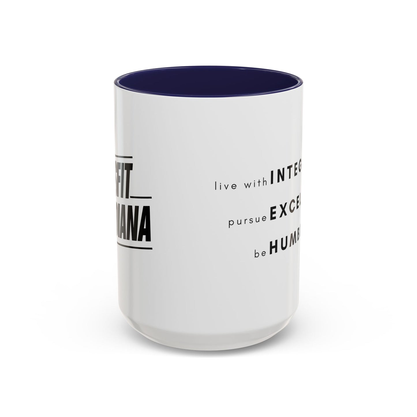 Inspirational Values Accent Coffee Mug — "Live with Integrity, Pursue Excellence, Be Humble"