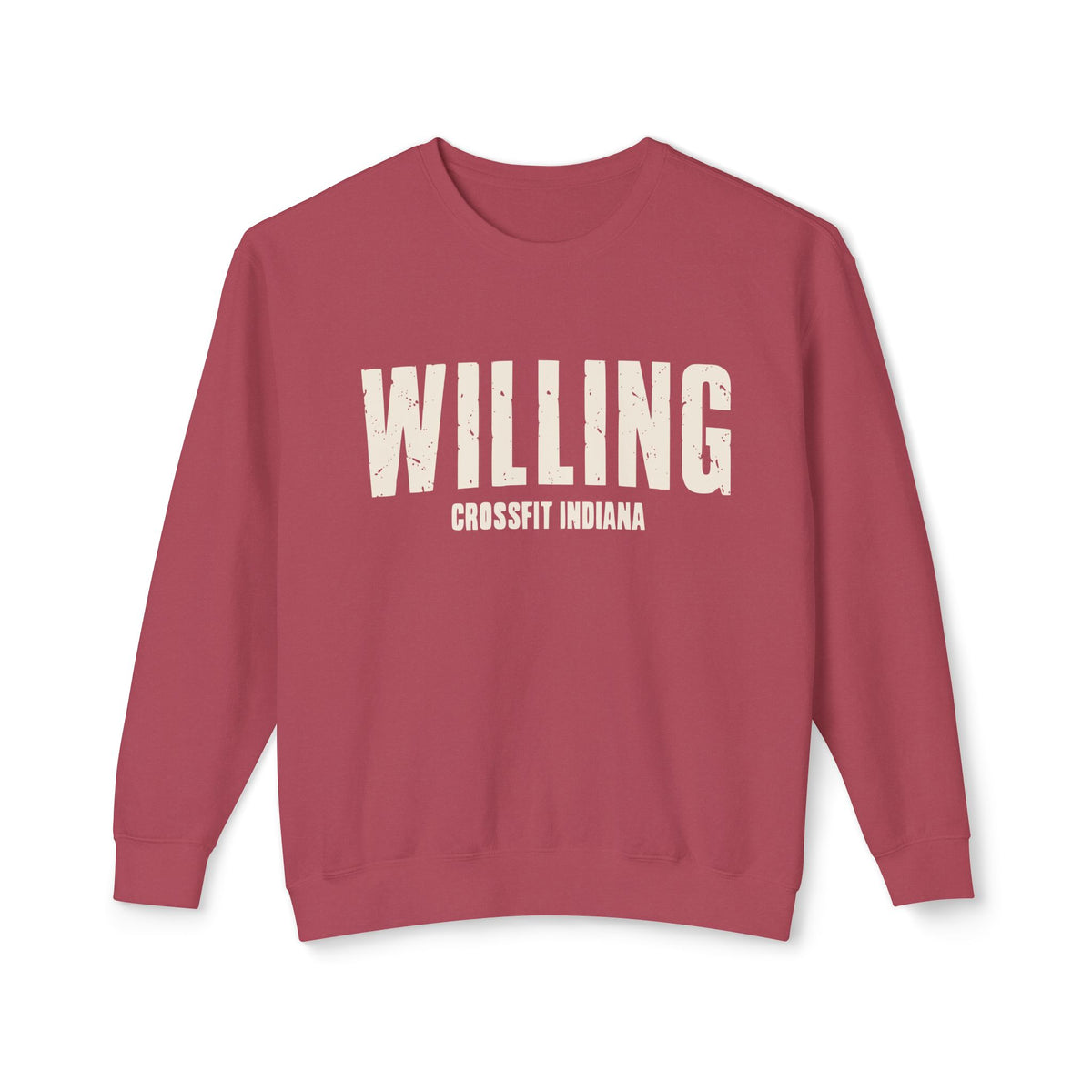 Willing Crewneck Sweatshirt — Subtle Vintage Text Lightweight Pullover
